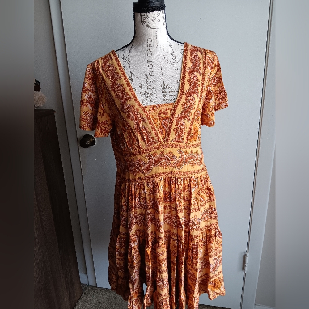 ❤️Bohemian Paisley Orange Dress